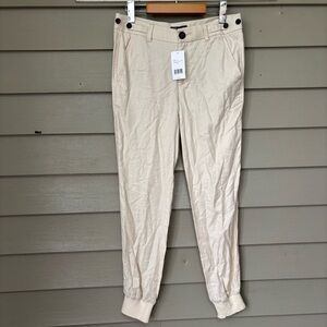 Vince Cream Tapered Trousers with Elastic Cuffs